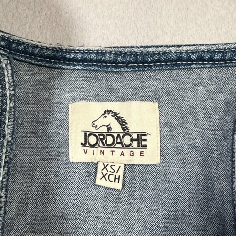Jordache Vtg Dress Womens XS Blue Jean‎ Denim Button Front Mini Dark Acid Wash - Picture 2 of 8